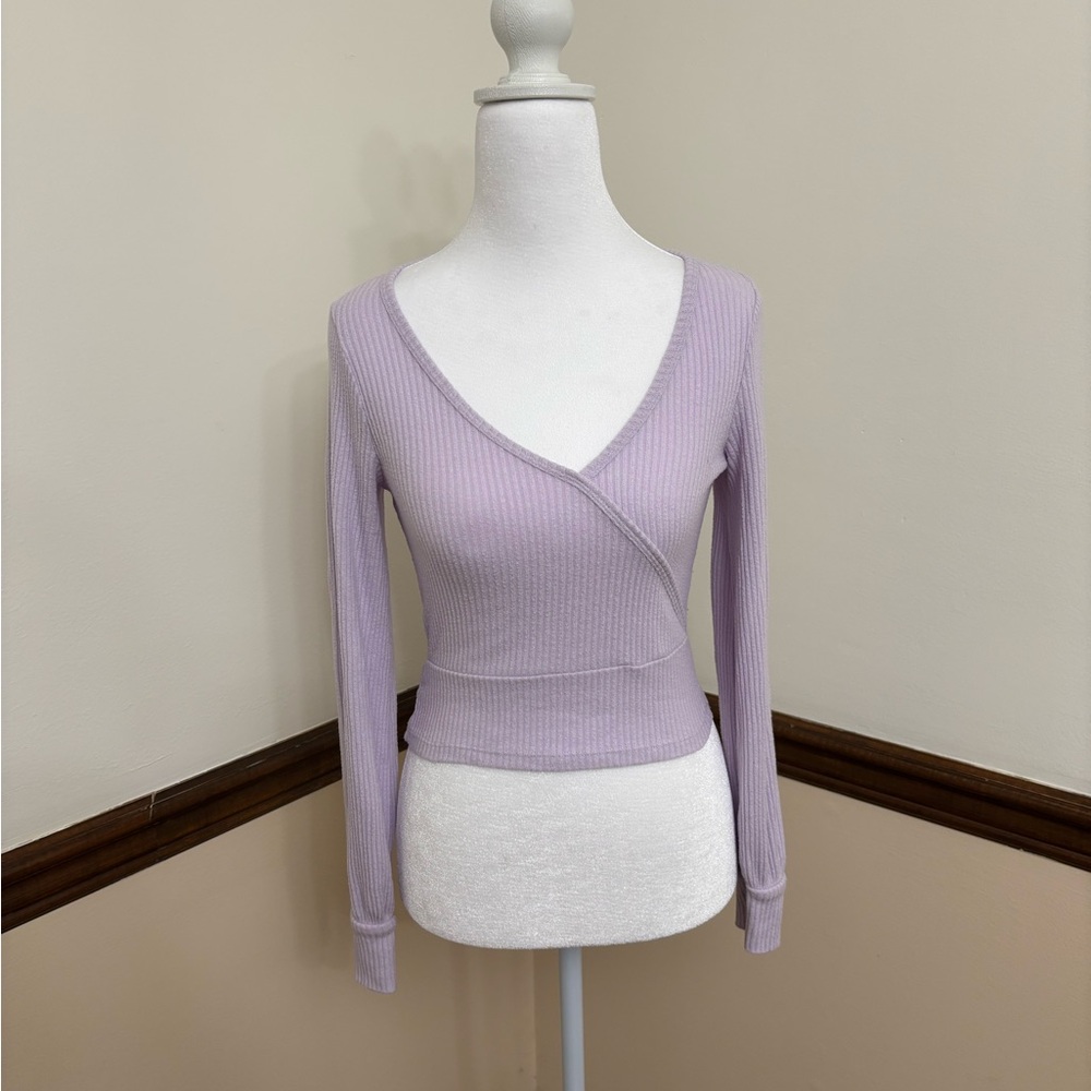 Hollister Lilac Ribbed Wrap Long Sleeve